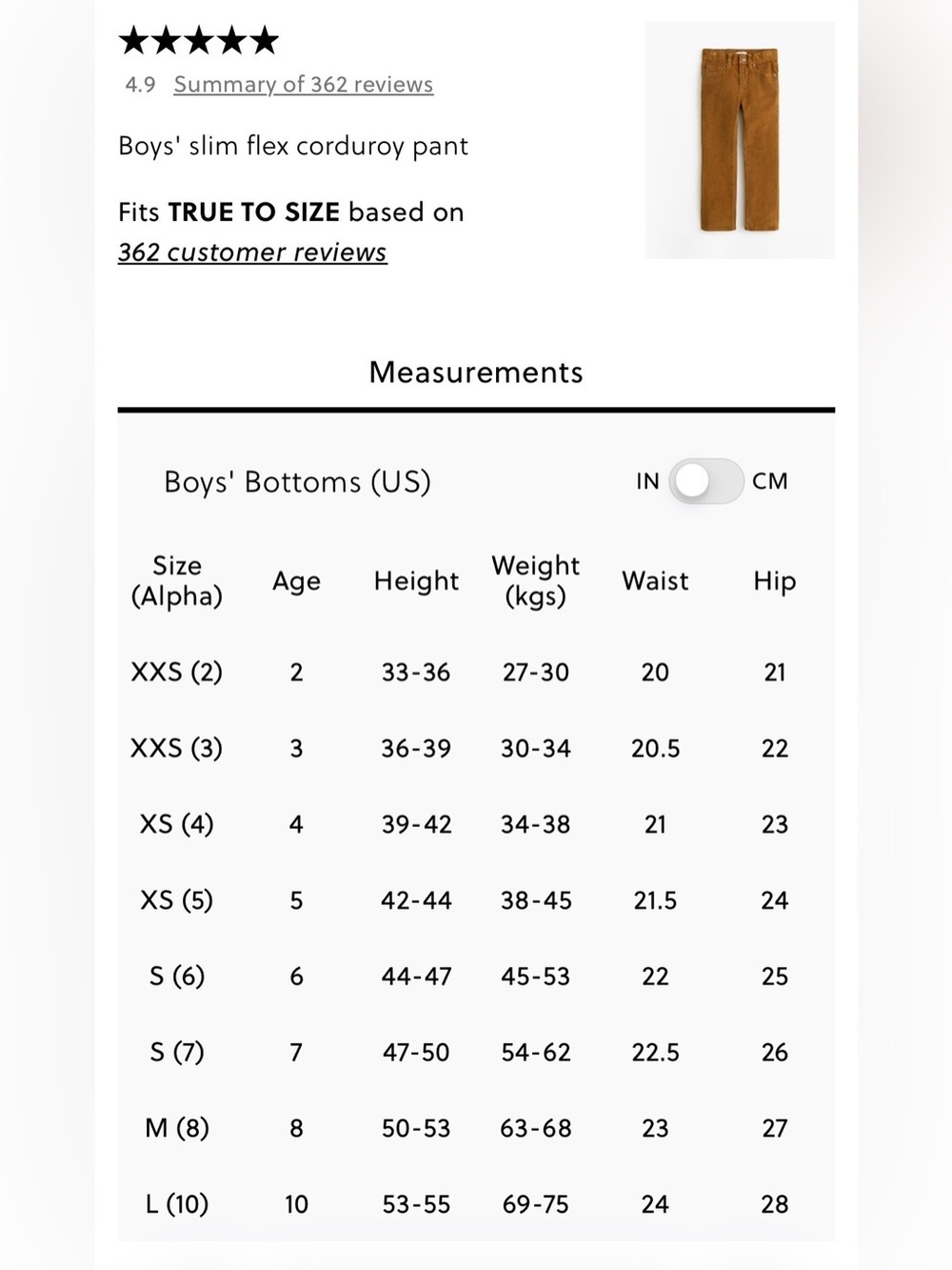 Crewcuts Kids Corduroy Pants in Chestnut Brown unisex - Picture 4 of 4